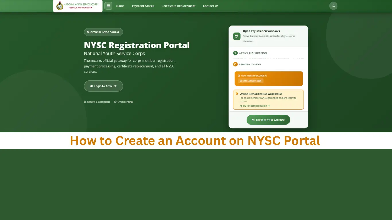 How to Create an Account on NYSC Portal