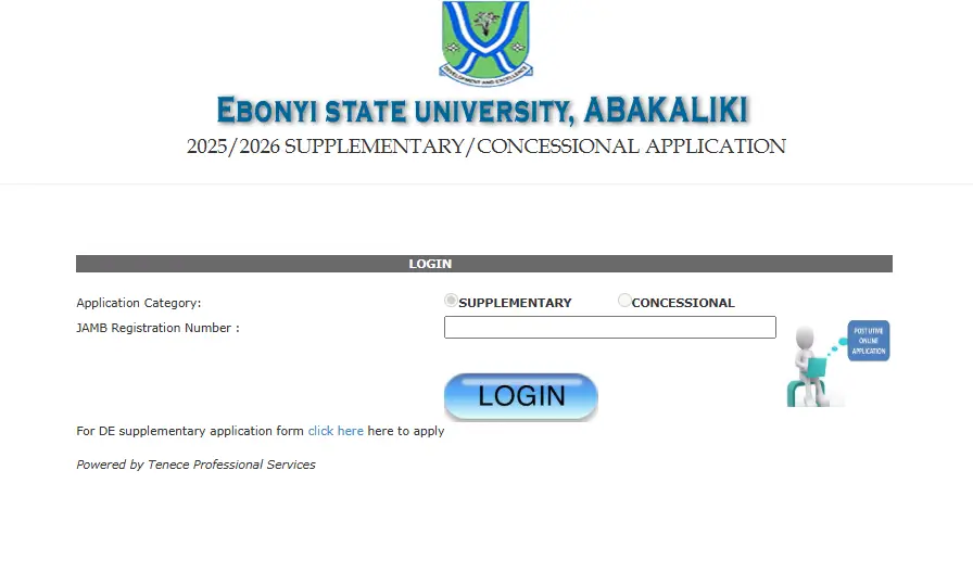 EBSU Supplementary Admission Form