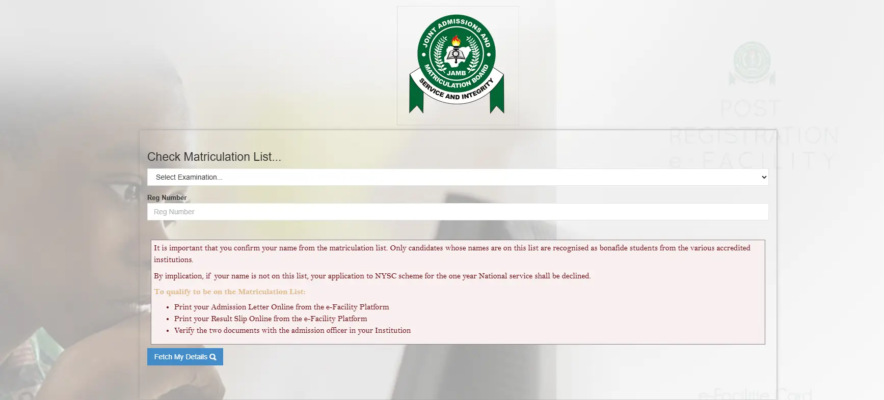 How to Check Your Name on JAMB Matriculation List